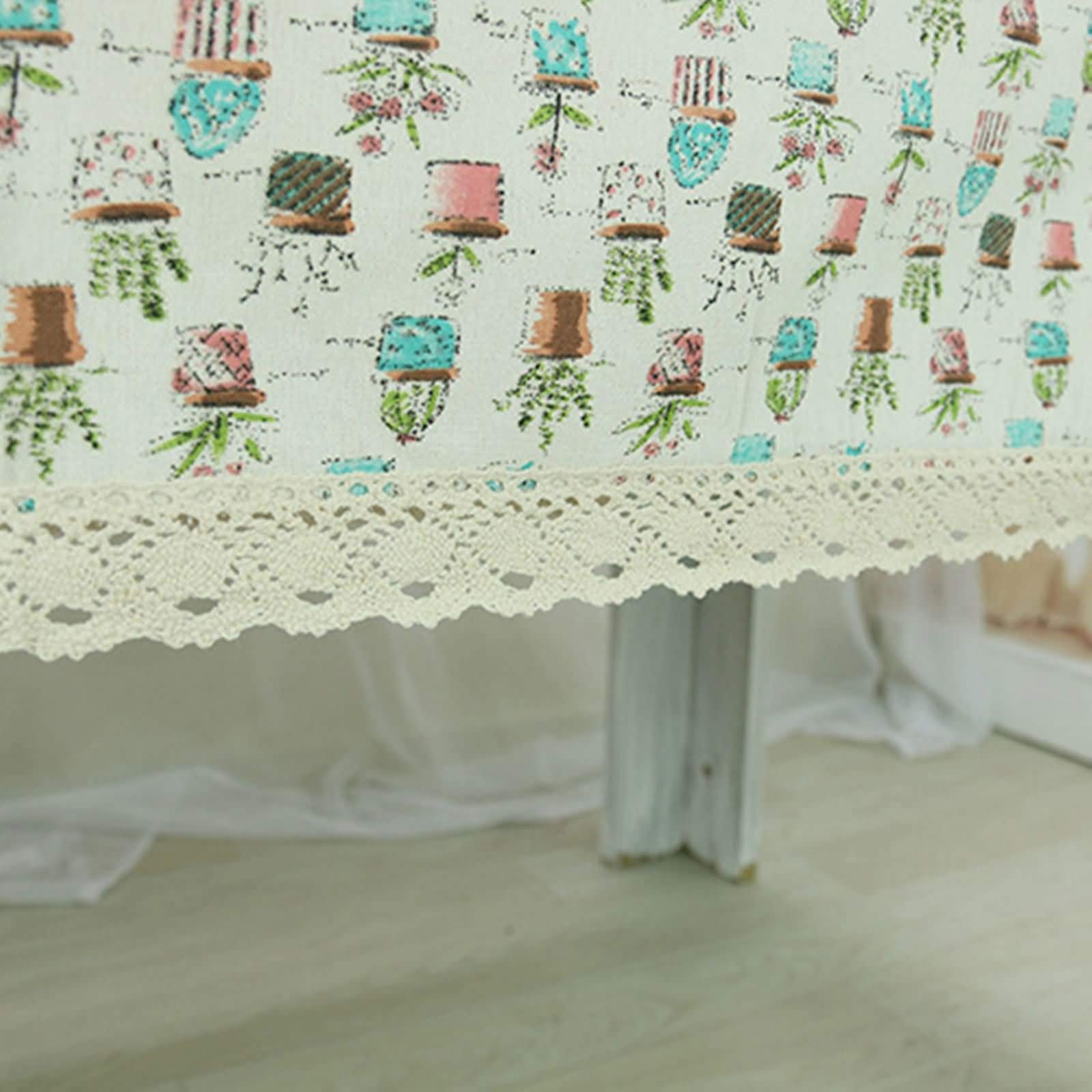 AMDXD Manteles de Algodon y Lino, Patrón de Maceta Mantel Mesa Rectangular para Bodas Fiesta Buffet Navidad Cumpleaños Restaurante, Blanco Azul, 140x180CM
