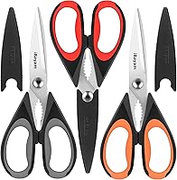 iBayam 3-Pack 8.5" Heavy Duty Kitchen Scissors All-Purpose Shears with Sheath, Comfort Grip, Dishwasher Safe for Meat, Poultry, Herbs & Camping