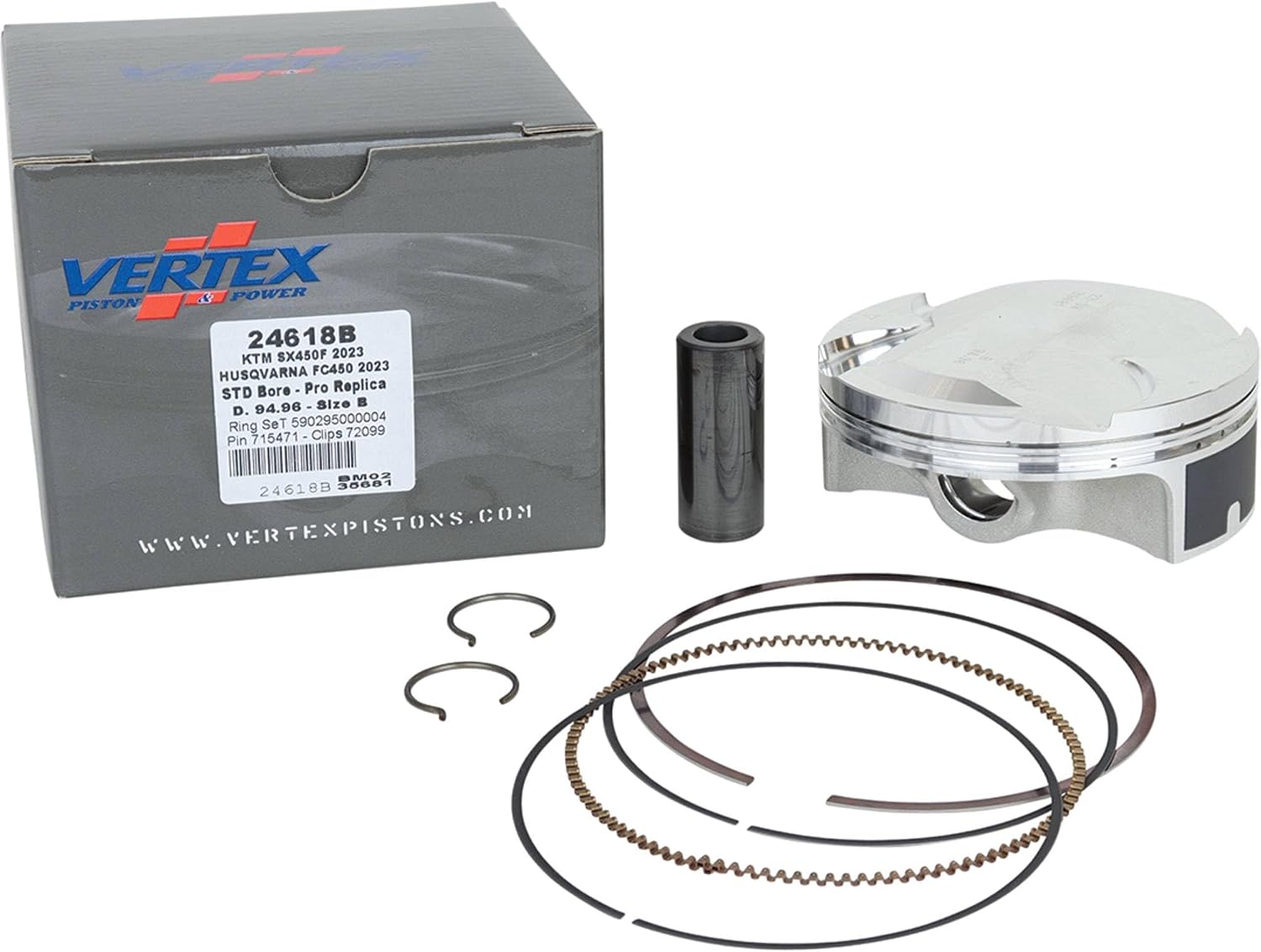 Vertex 24618B Forged Replica Piston Kit Compatible with Replacement For KTM 450 SMR 2023, 450 SX-F Factory 2022-2023, 450 XC-F 2023-2024, Husqvarna FC 450 2023-2024, FC 450 Heritage Edition 2023