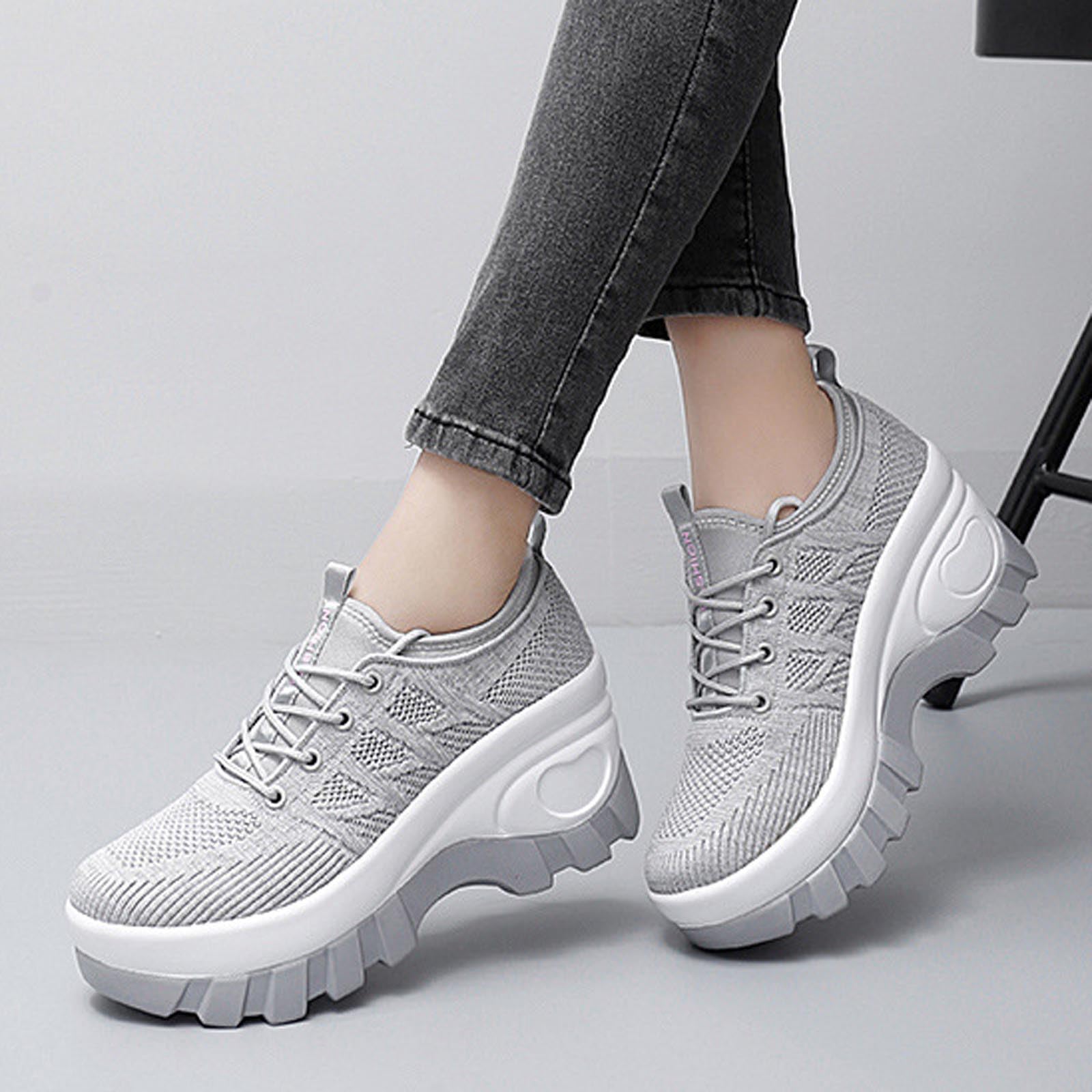 Zapatillas con Plataforma para Comodidad Diaria y Uso Casual al Aire Libre. Zapatos de Caminar de Suela Gruesa y a la Moda para Todo el día.