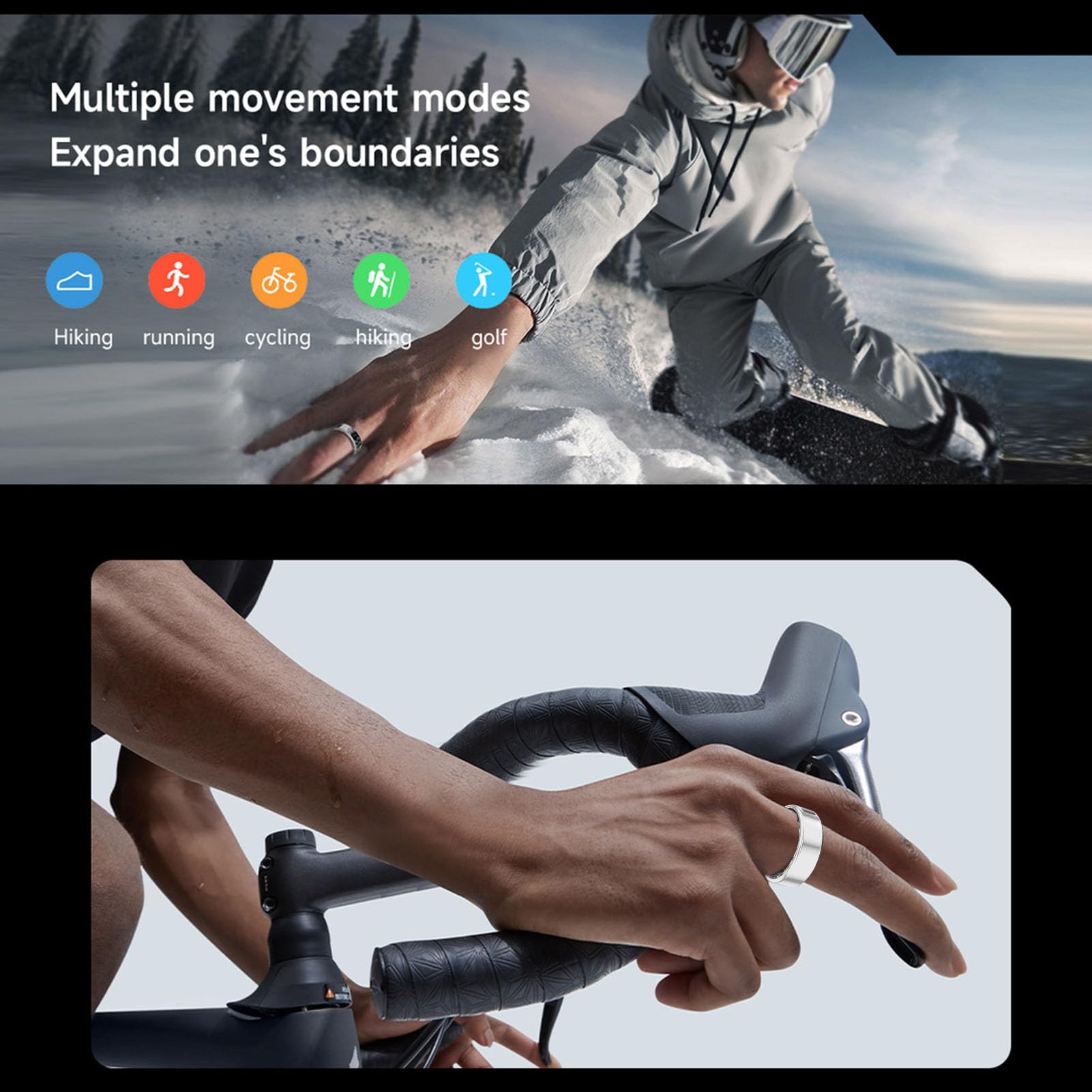 Topiky Bague Connectée, Bracelet d'activité Tactile avec Plusieurs Modes Sportifs, étanche IP68 pour la Course à Pied, Le (Taille 11 (DI 20,6 mm / 0,81 po C 64,6 mm / 2,54 po))