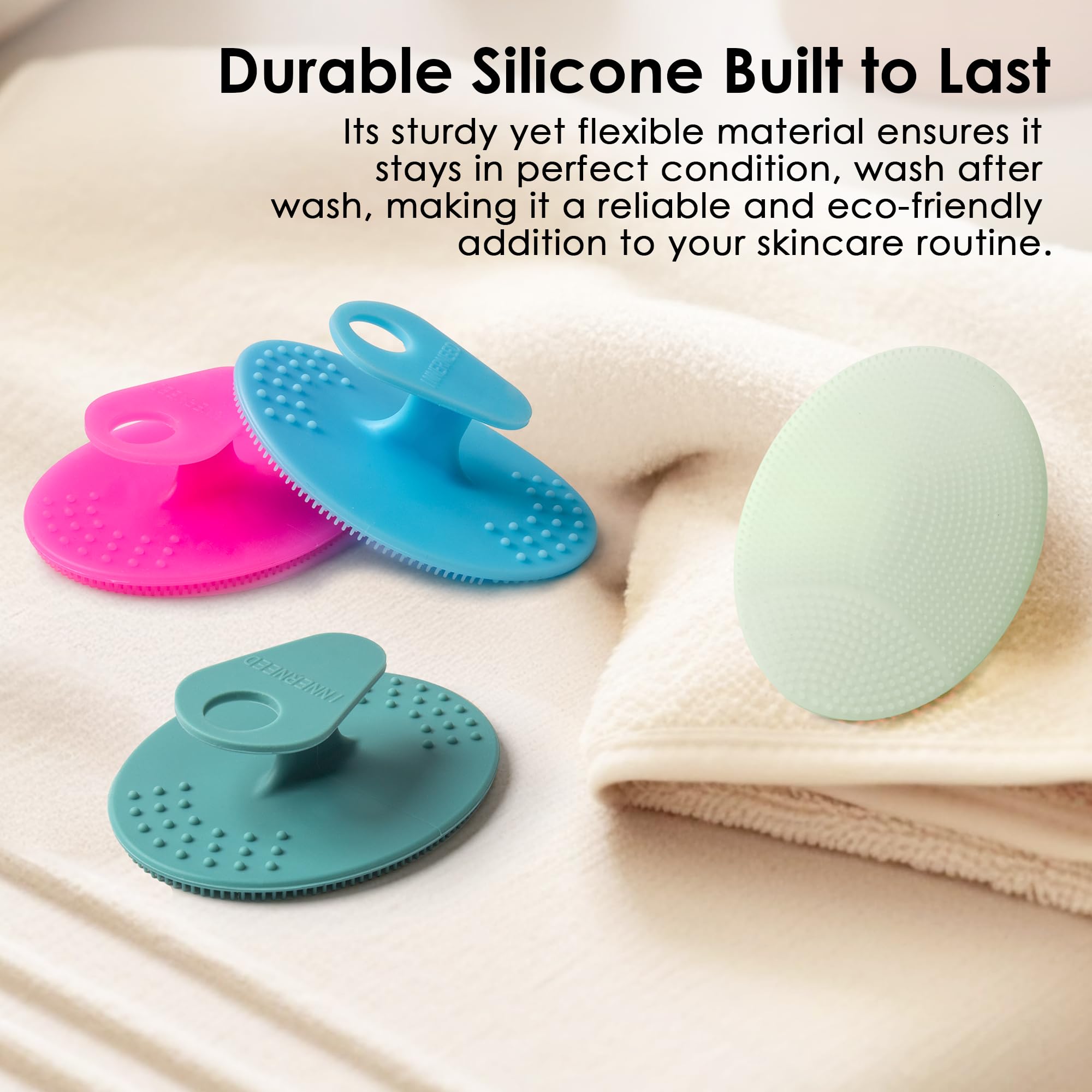 4 Pack INNERNEED Silicone Face Scrubber for Deep Cleansing and Exfoliation, Soft Facial Cleansing Brush - Image 2