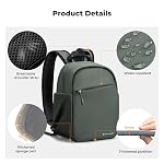 K&F Concept Camera Backpack, Lightweight Camera Bag for Photographers, Portable Photography Bag Compatible with Canon/Nikon/Sony - Green