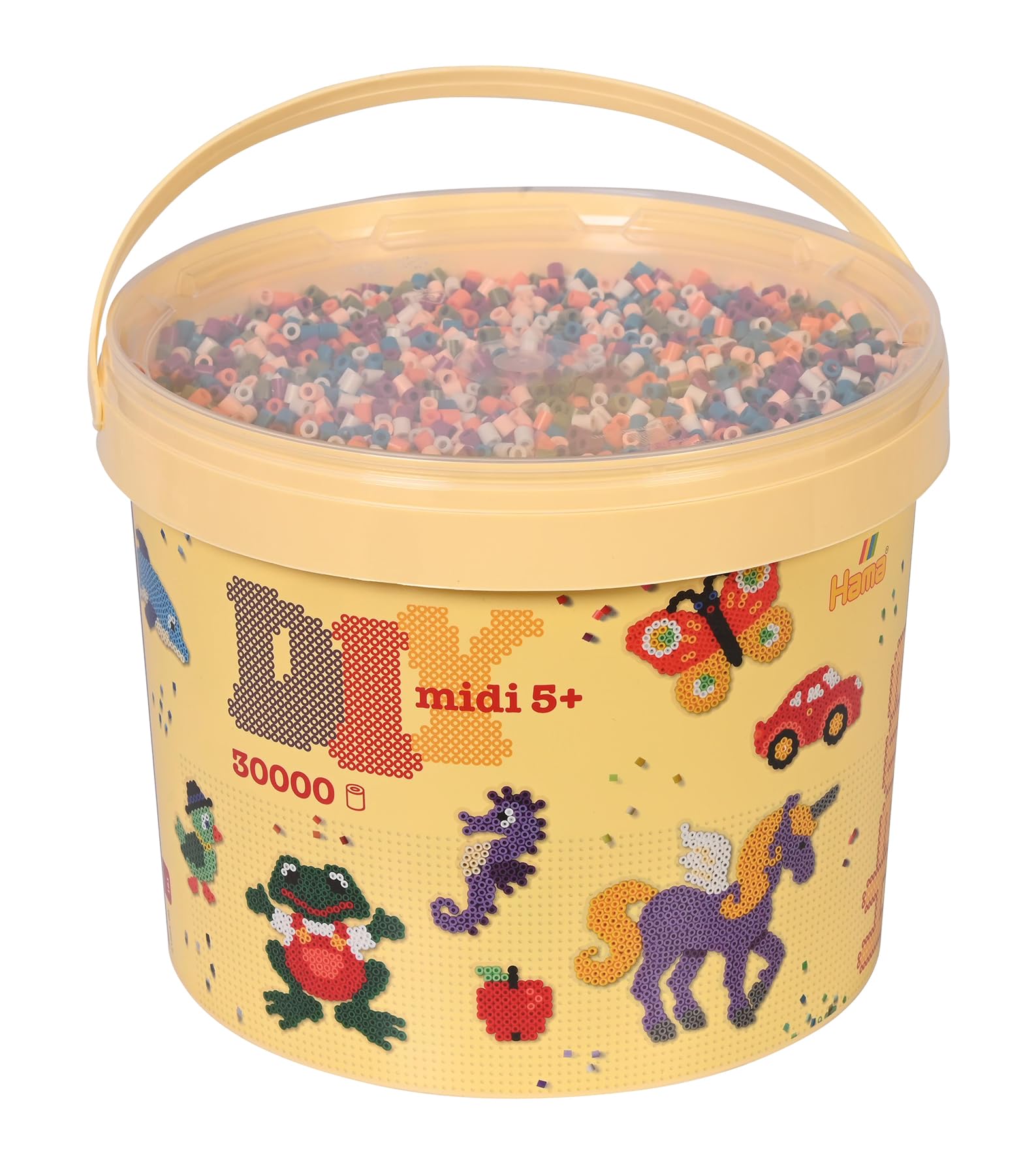Hama Midi Beads Bucket | Approx. 30.000 Fuse Beads | Mosaic Decoration Arts & Craft for Creative Children Ages 5+ | Colour Mix 58