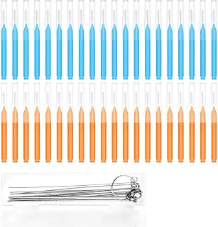 50pcs Shower Head Cleaner Tools, Multipurpose Shower Head Cleaning Brushes Multi-Size Showerhead Cleaner Picks Anti-Clogging for Bathroom Small Hole Nozzle Little Gaps (Orange, Blue)