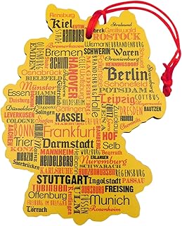 Germany Ornament Wooden Christmas Tree Decoration with German Town and City Names, 6 Inches