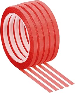 PATIKIL 5 Pack Whiteboard Art Tape, 7mm 1/4" Width, Red | Dry Erase Board Pinstripe Thin Tape for Graphic Chart Grid Drafting Electrical Marking