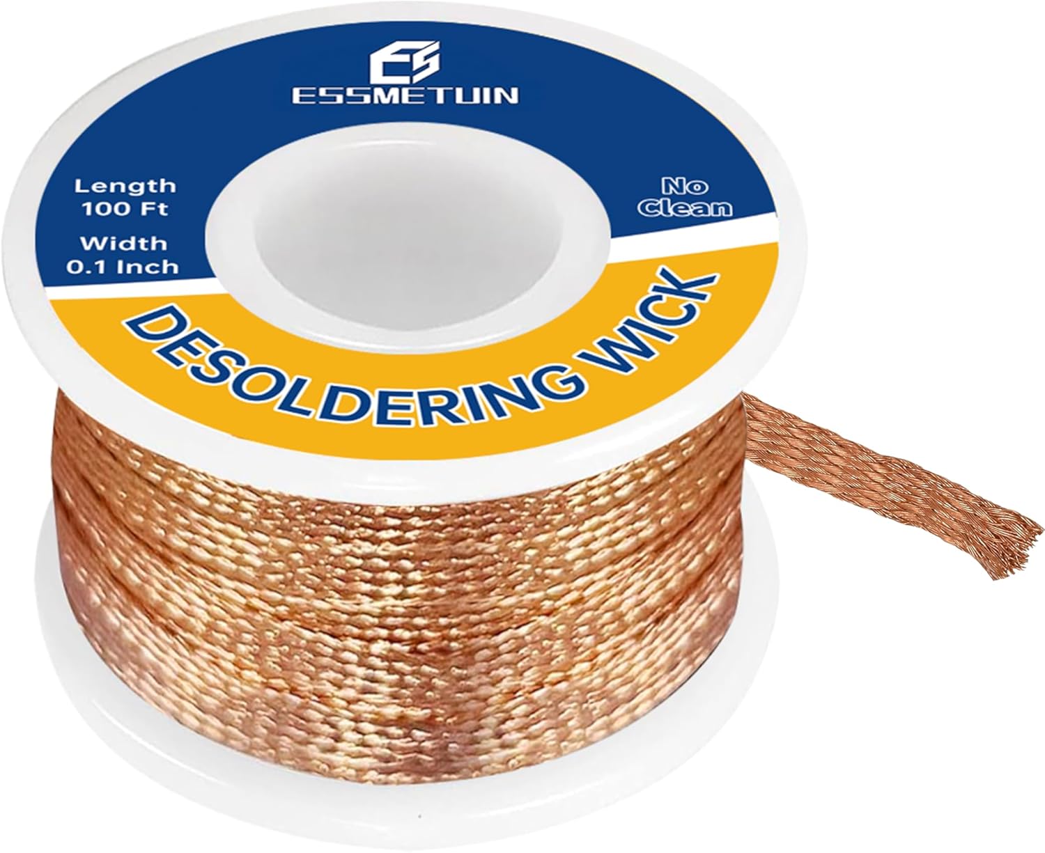 Essmtuin Solder Wick Braid 100Ft with Flux for Electronic, Desoldering Wick Braid Remover Solder, No-Clean Soldering Wick Used to Disassemble Electrical Components (WID 0.1in (2.5mm)