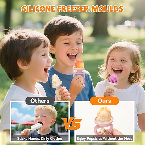 Miniatura 6 de Moldes de silicona para paletas  Máquina de paletas sin BPA con palitos, moldes reutilizables para congelador para helados caseros y golosinas