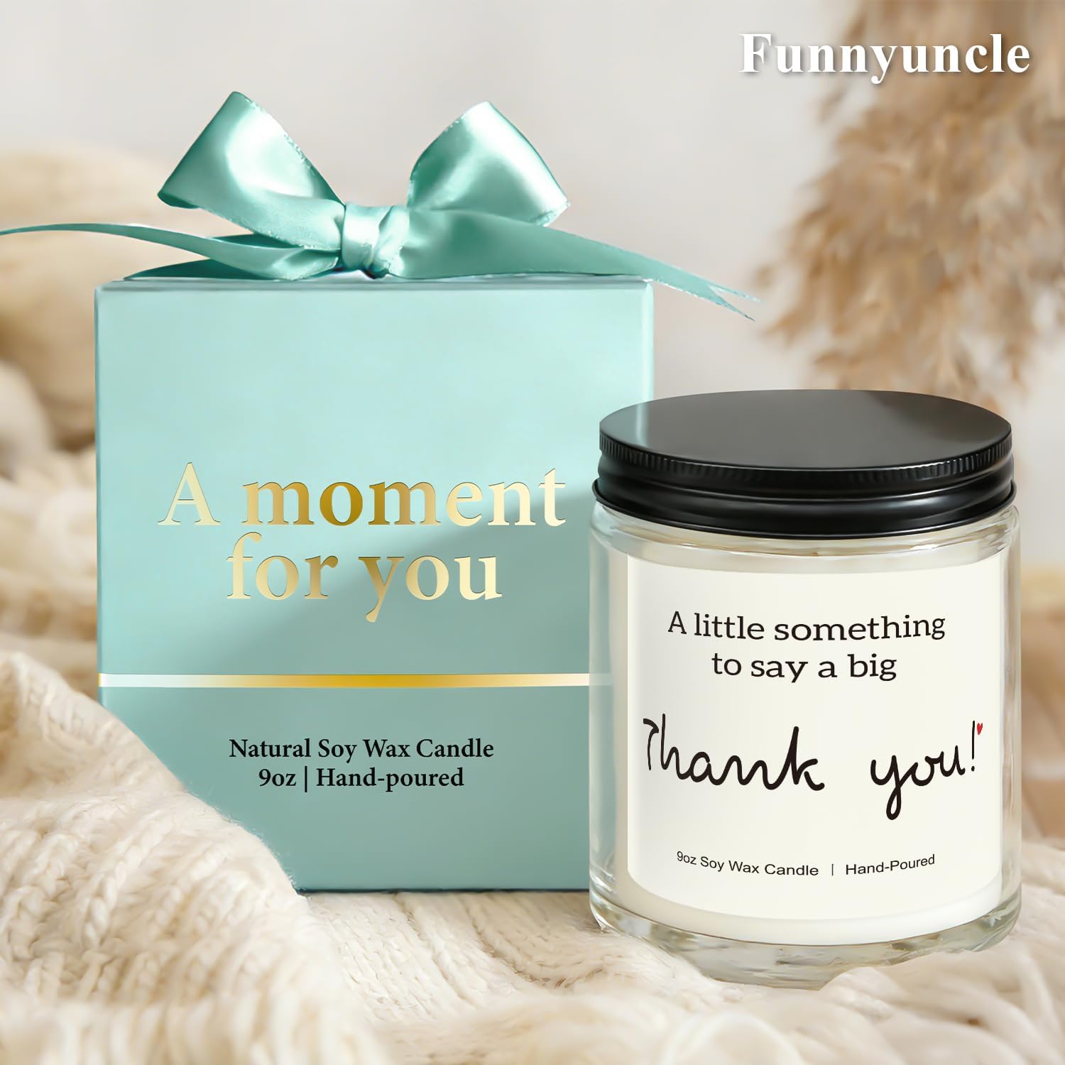 Funnyuncle Thank You Gifts for Women, Men, 9oz Lavender Scented Soy Wax Candle,Birthday,Christmas Thanksgiving Appreciation Gift for Teacher,Hostess,Coworkers, Friend, Nurse, Boss, Employee