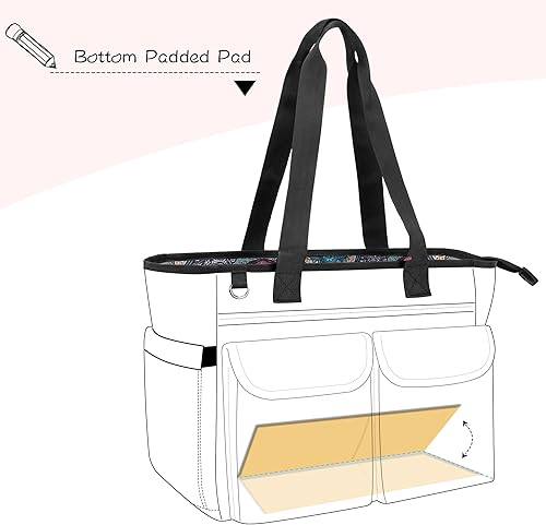 Miniatura 9 de LoDrid Bolsa de mano para profesores con almohadilla inferior, con capa de almacenamiento separada para laptop (hasta 15.6 pulgadas), bolsa de