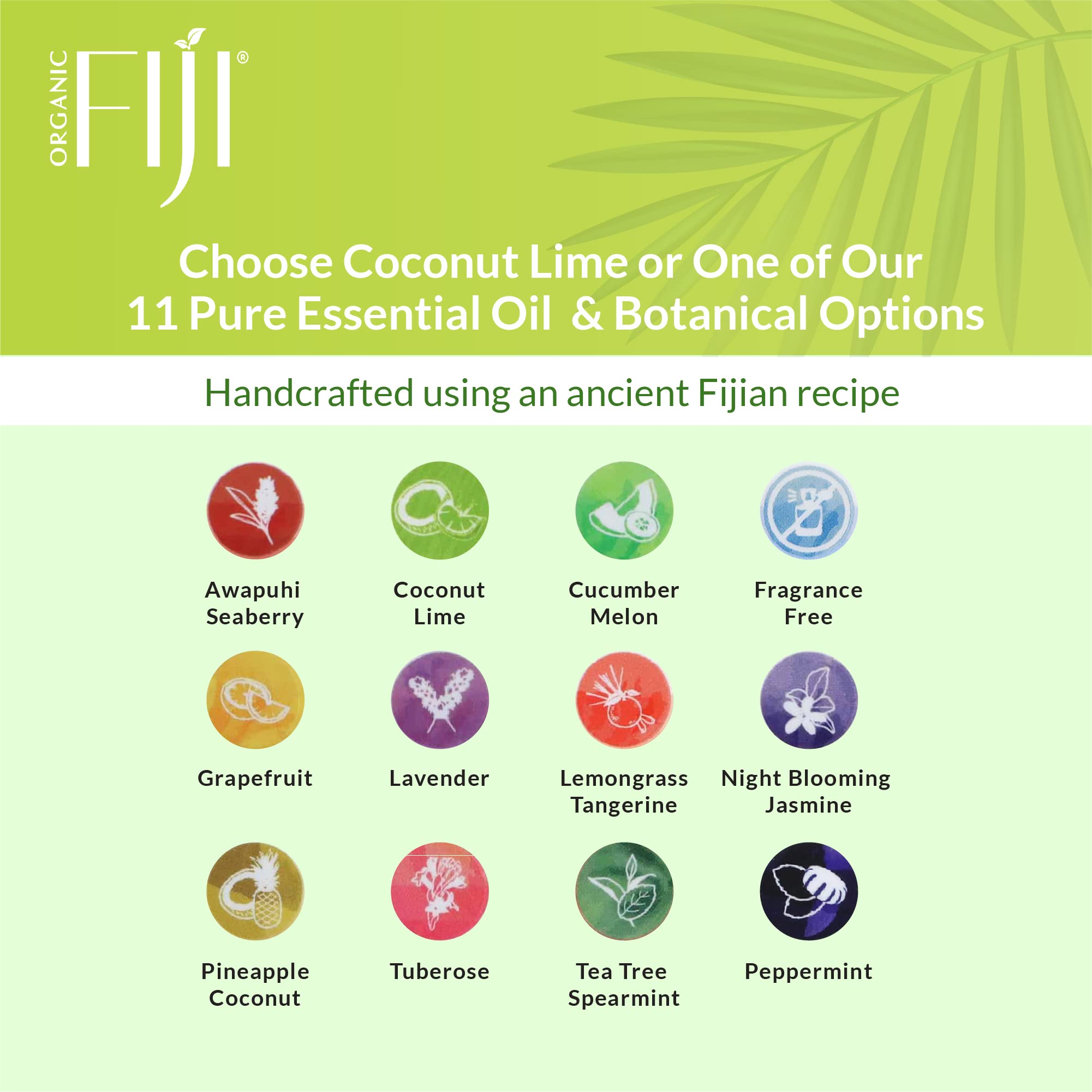 Organic Fiji Sapone idratante a base di piante: il sapone Coco Fiji è arricchito con olio di cocco grezzo biologico spremuto a freddo e lime di cocco. Questo sapone contiene le bontà dell'A