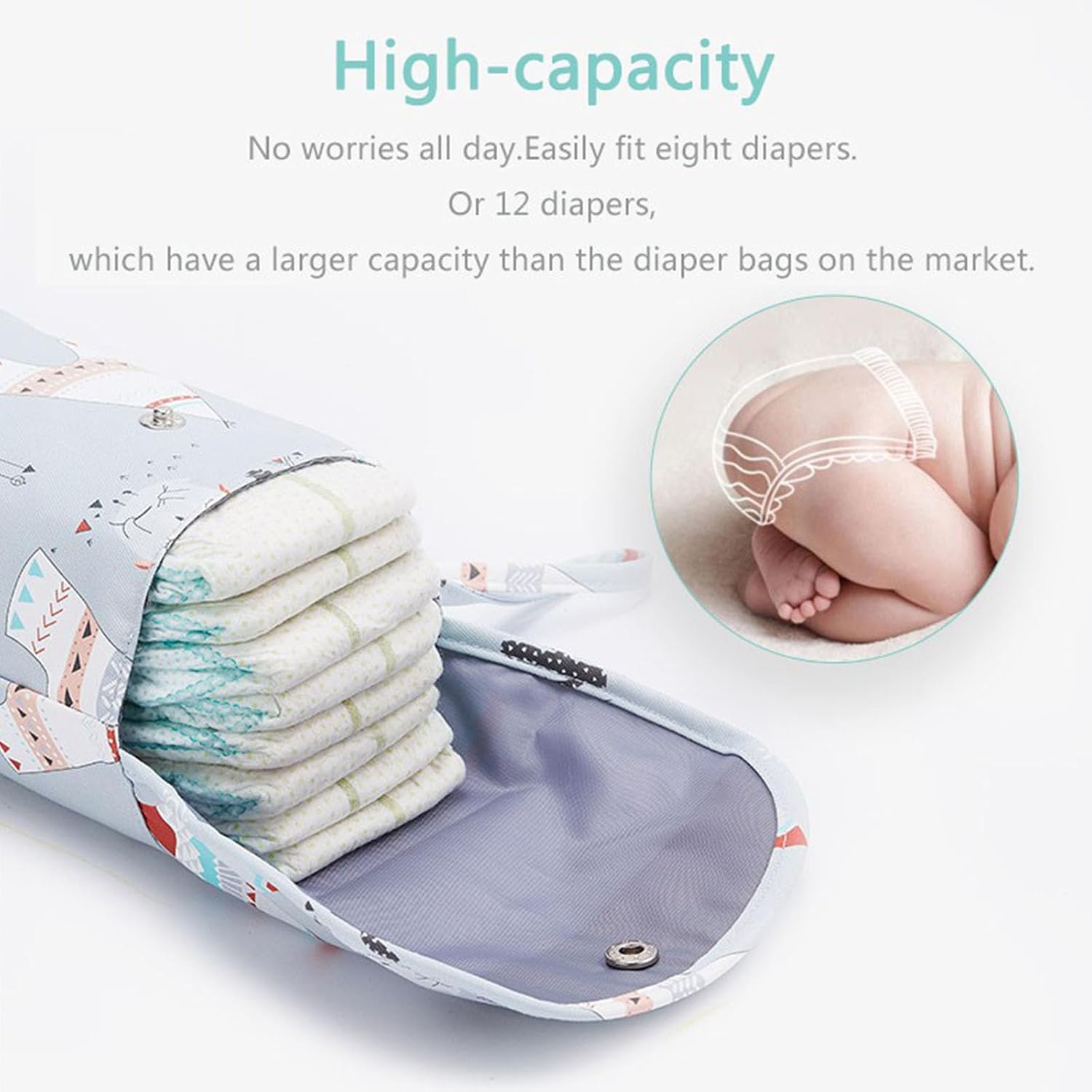 Portable Diaper Holder with Oxfords Fabric Large Capacity Travel Storage Organizers Diaper Bag