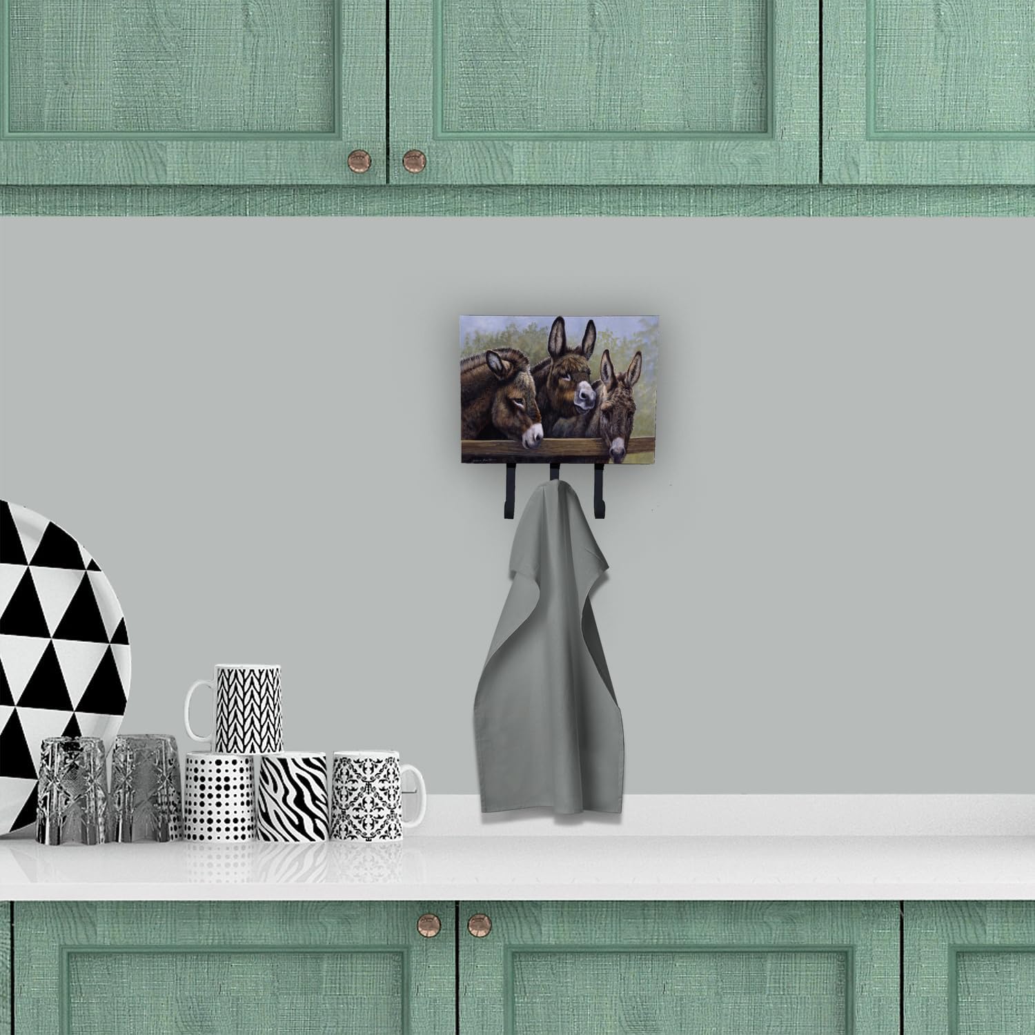 Caroline's Treasures BDBA0235TH68 Donkeys by Daphne Baxter Leash or Key Holder, Wall Hooks, Key Hooks Holder, Coat Rack Wall Mount, Coat Hooks, Hooks for Hanging Keys, Towels, Aprons, Leashes,