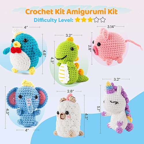 Miniatura 2 de XuanMei GR Kit de ganchillo de 6 piezas para principiantes avanzados crocheters adultos aprender a ganchillo Kit Amigurumi Animal Starter paso a