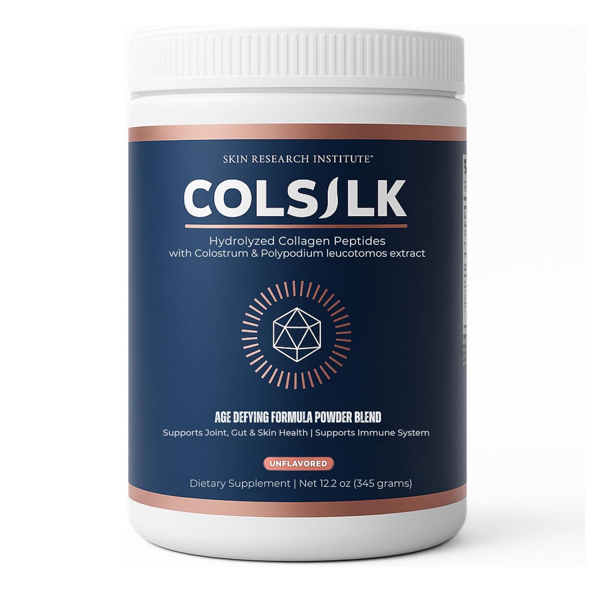 SRILabs ColSilk Unflavored Hydrolysed Collagen Powder mit Colostrum und Polypodium - Haut, Haar, Nägel, Gut Health und Joint Support - One Scoop Daily | 1 Monat Versorgung