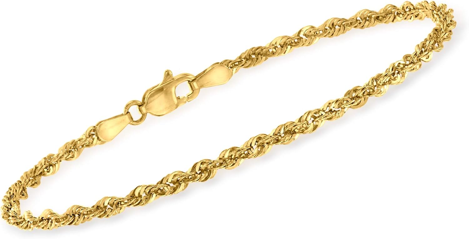 Ross-Simons 2.6mm 14kt Yellow Gold Rope-Chain Bracelet
