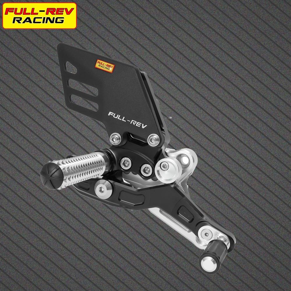 FULLREV Motorcycle Accessories CNC Rearsets for Honda CBR650R 2021-2024 Footrests Adjustable Foot Pegs Rear Sets (Black-A)