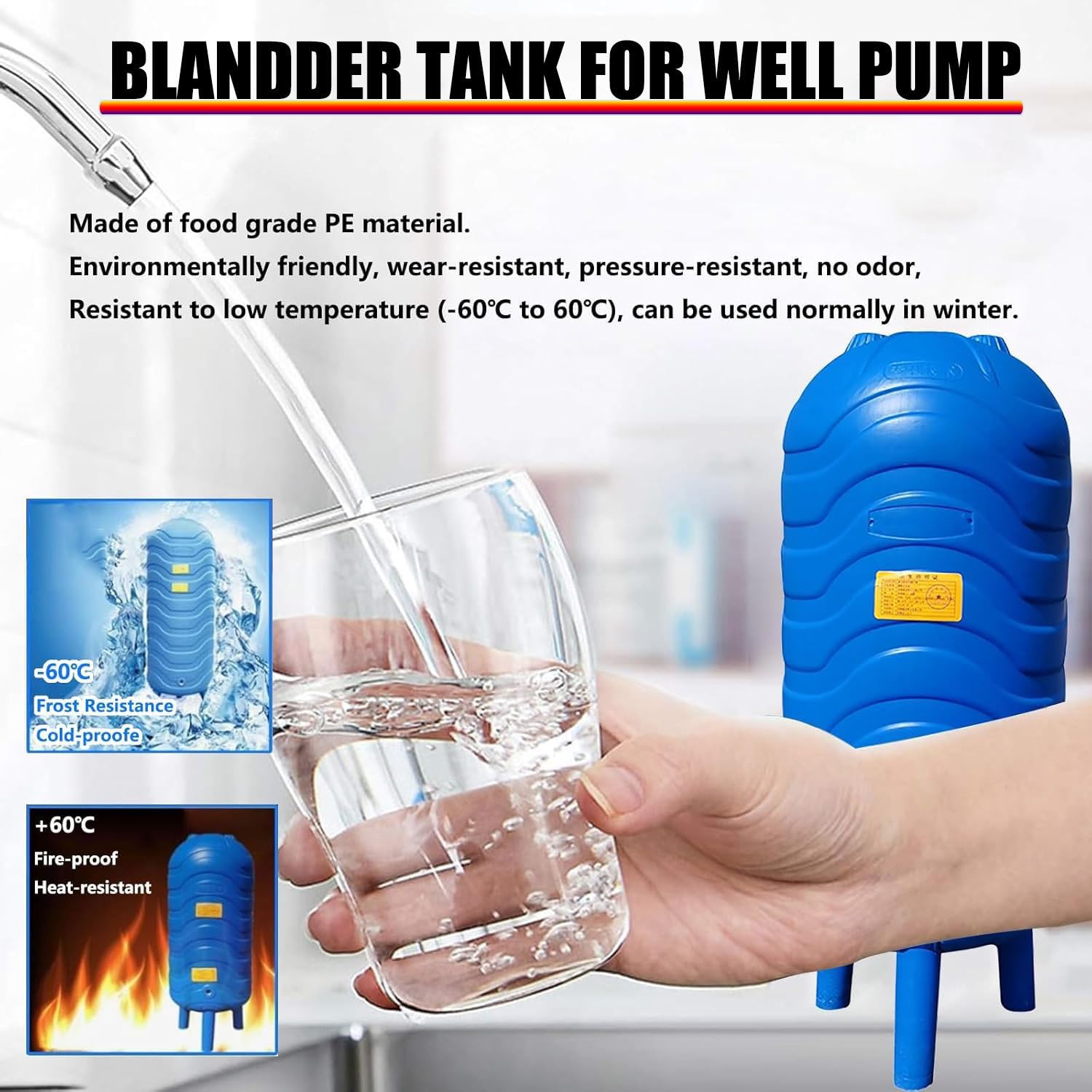 Druckwasserspeicher für den privaten und gewerblichen Gebrauch, robuster PE-Behälter, 100 l