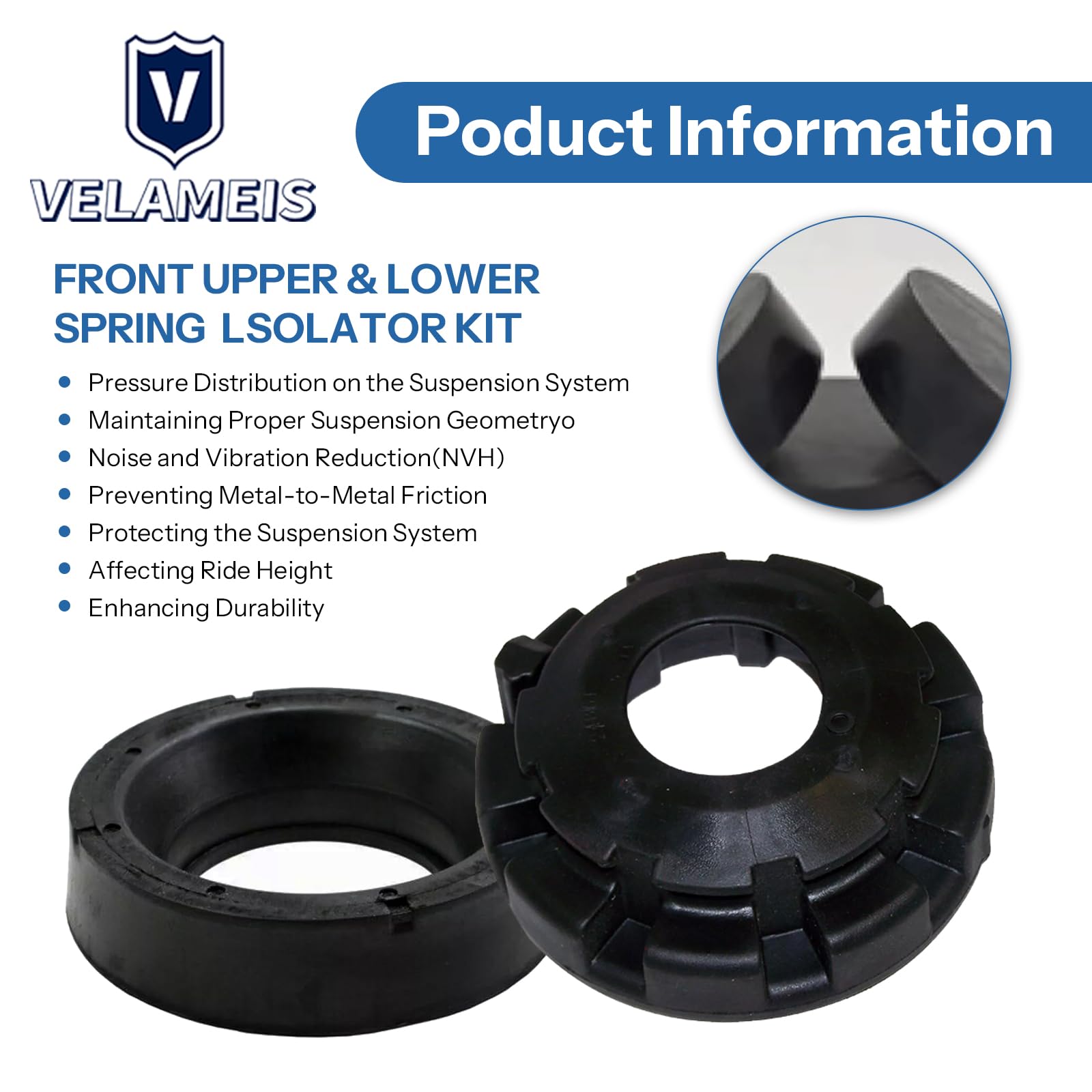 Mustang Front Upper Coil Spring Isolators; Black (79-82 Mustang) - Free - View #4