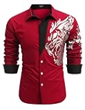 COOFANDY Men's Print Button Down Dress Shirt Fashion Long Sleeve Casual Shirts