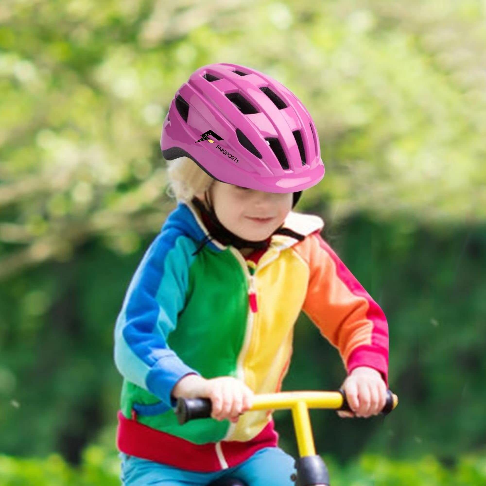 FABSPORTS Kid's Light Weight Bicycle/Bike Adjustable Size Superior Ventilation Safety Helmet for Cycling/Skating/Skate Boarding (Pink, 5-12 Years)