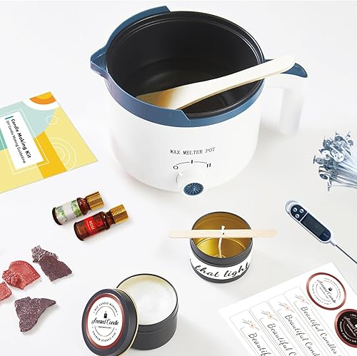 Miniatura 6 de KQU Olla de cera para velas con boquilla, derretidor eléctrico de cera para hacer velas, olla pequeña para hacer velas con mango resistente al