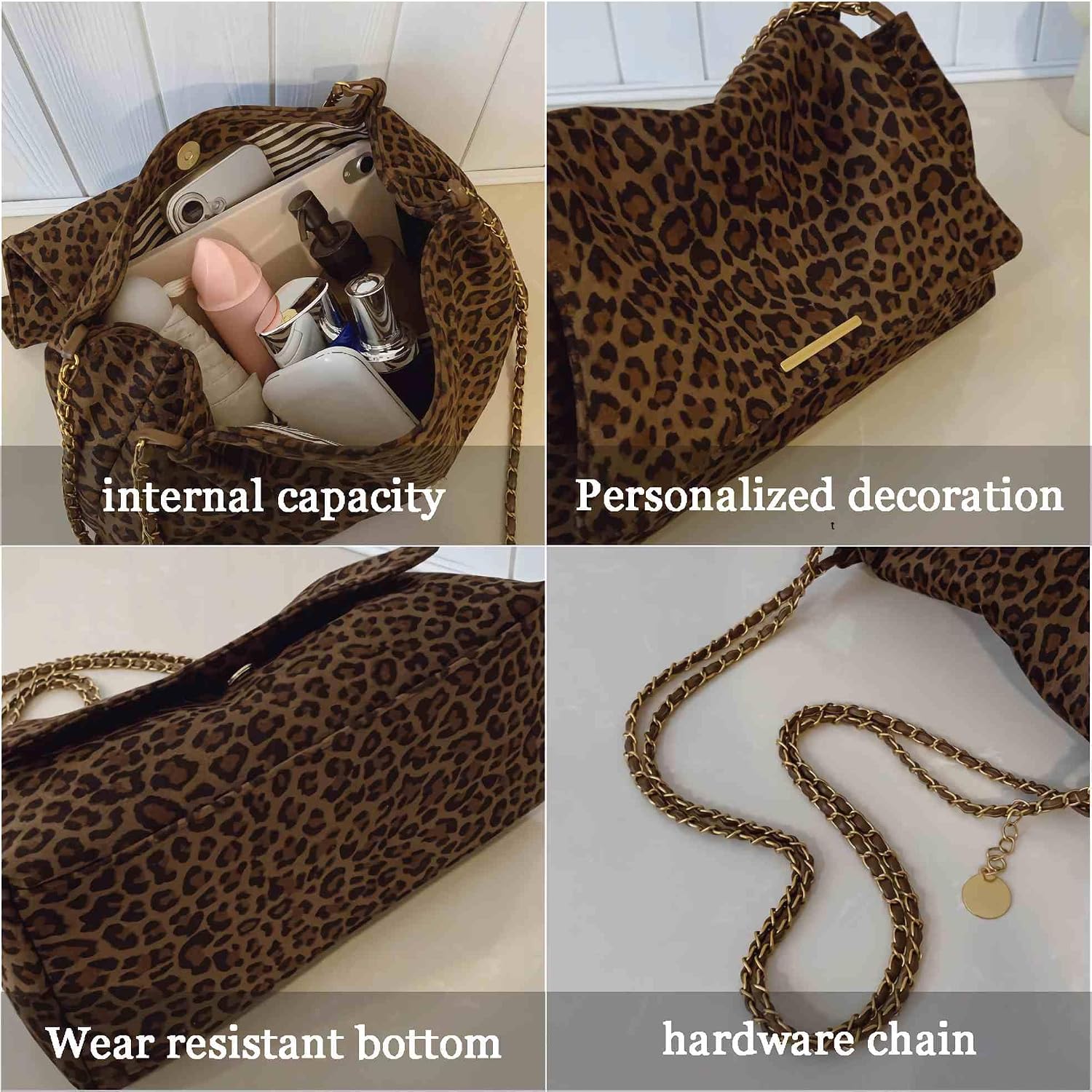 leopard cheetah print purse for women, animal print cute y2k shoulder bag, hobo suede slouchy crossbody bag, going out trendy shoulder purse, cheetah accessories stuff gifts