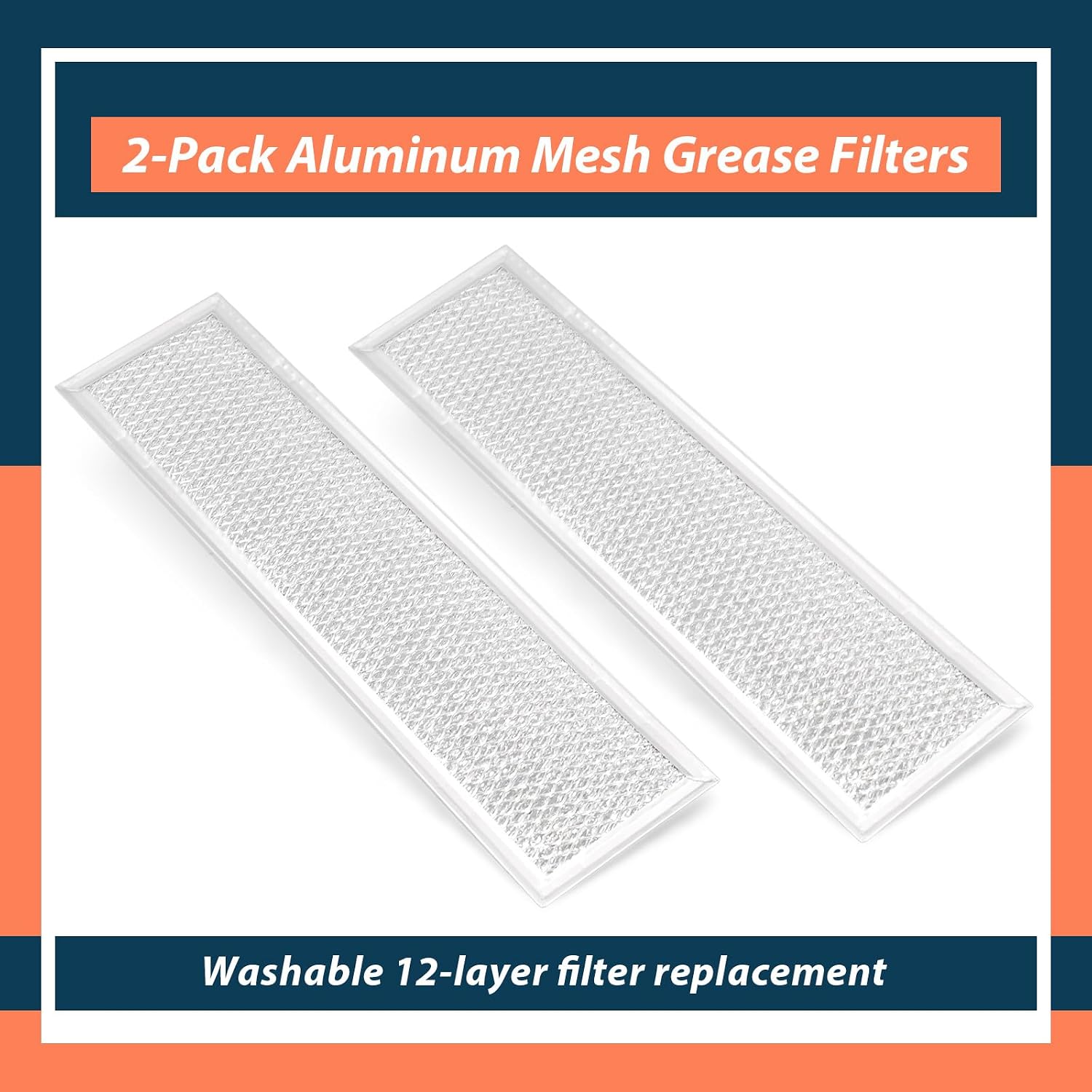 2-Pack 12-Layer Aluminum Mesh Grease Filters 4 X 15 X 3/32 in Compatible with GE Microwave Hood Vent JVB98H1SS ZVB36SH1SS JVB67H1BB JVB67H1WW ZVB36BH1BB JVB67H1CC Washable Replacement Parts