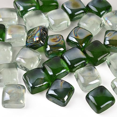 Miniatura 7 de LUEYAO Cuentas de vidrio de mármoles planas, cuadradas, color azul claro y transparente, para rellenos de jarrones, piedra de colores mixtos para