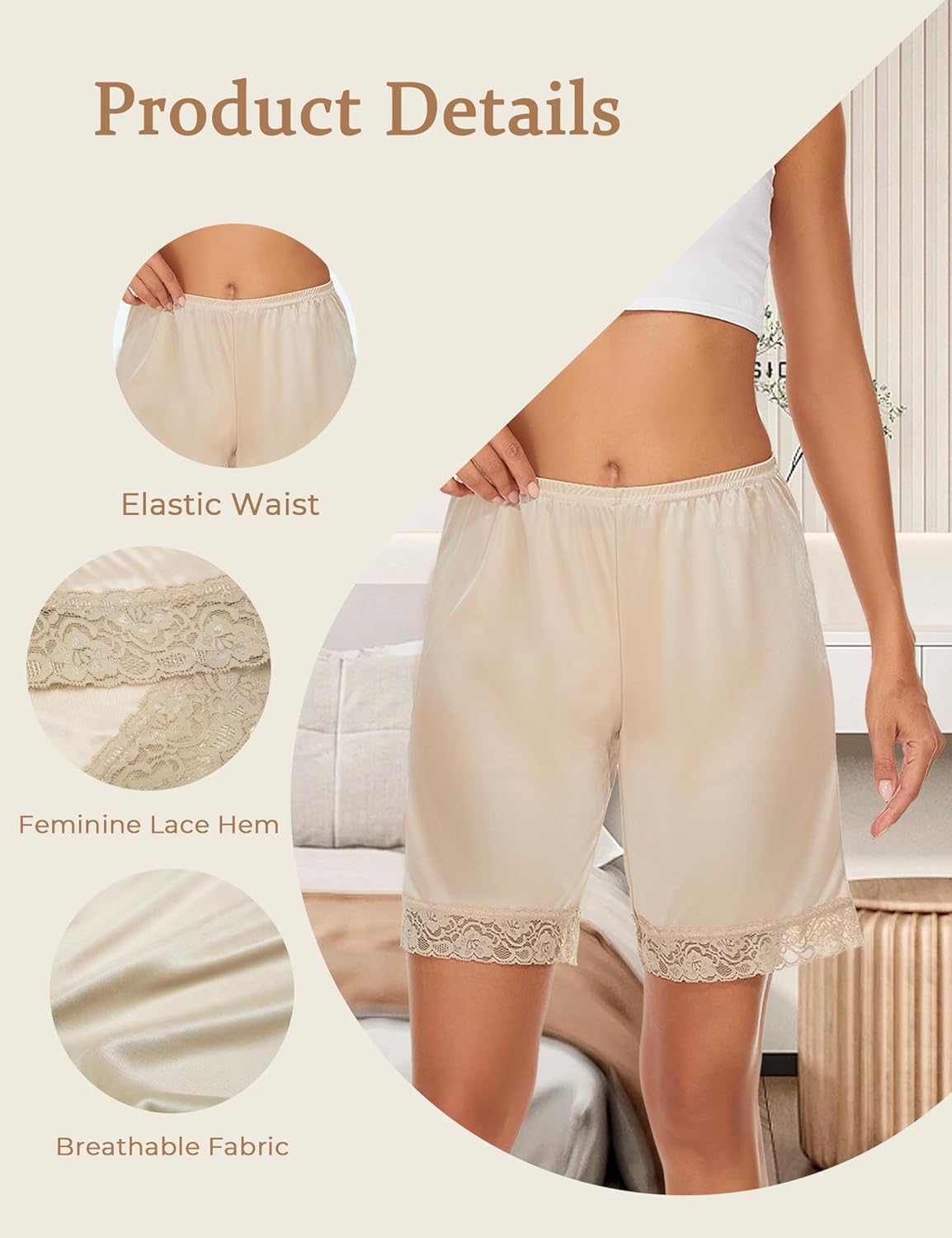 GYS Slip Shorts Culotte for Women Split Skirt Lace Pettipants Bloomer - Image 3