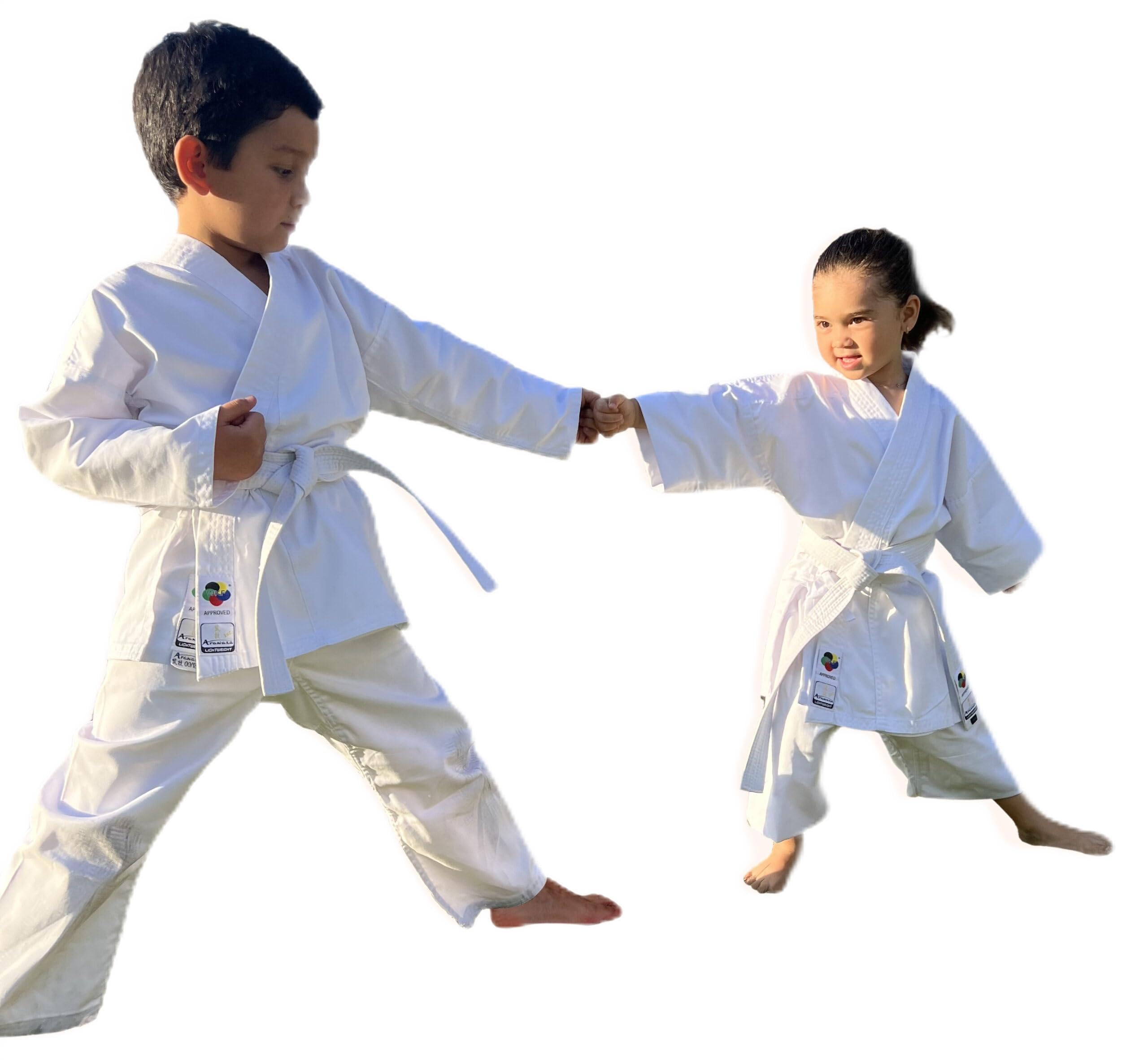 Arawaza Childs WKF Approved Karate Suite Gi Uniforn Lightweight White 8oz