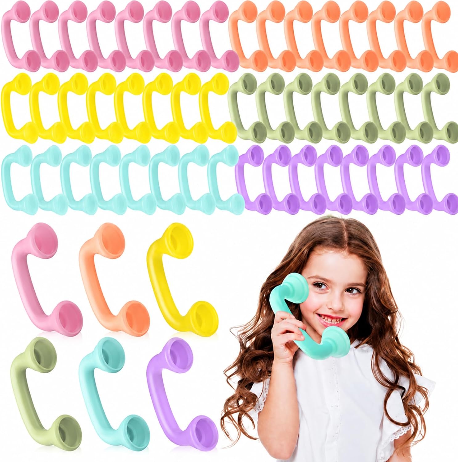 Shappy Bulk Whisper Reading Phones 36 Pcs Whisper Auditory Feedback Phone Hear Myself Sound Speech Therapy Tool Classroom Manipulative for Kids Accelerate Reading Fluency Pronunciation(Pastel Color)