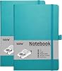 mlife 2 pack a5 journal notebook 192 pages hardcover with elastic closure band and folding pocket turquoise