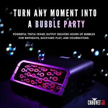CHAUVET DJ Bubble King High-Output Bubble Machine | 3 Dual Wands, Manual Output Button, Removable Fluid Tank | Optional Wired or Wireless Remote | 120V 60Hz Special Effects Unit