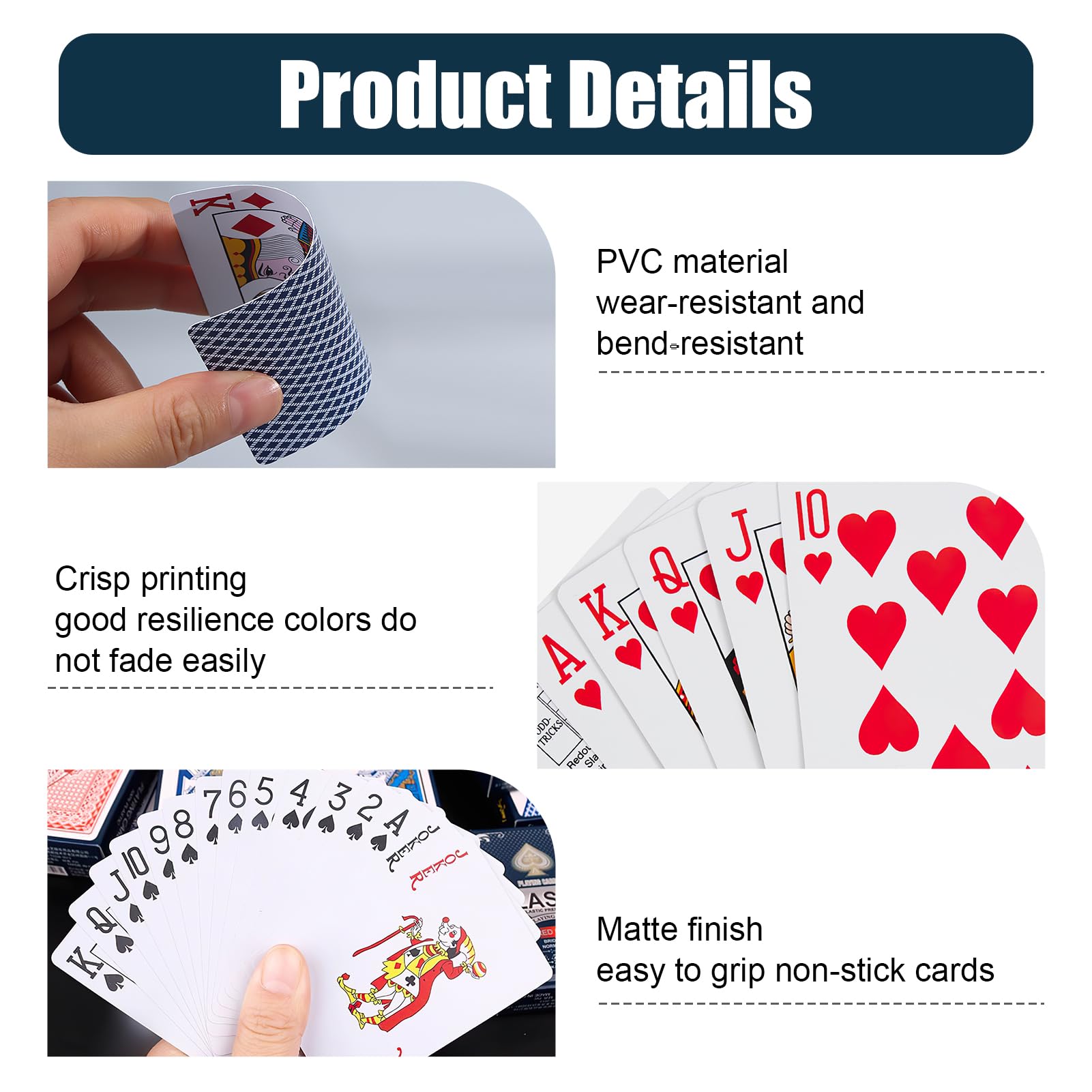 Waterproof Plastic Playing Cards - Poker Cards For Kids and Adults - Family Party Game