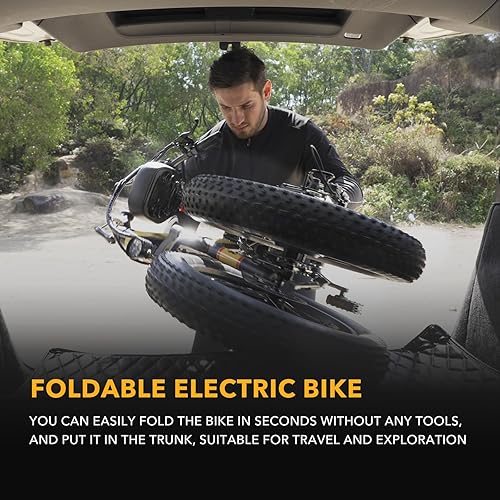 Miniatura 5 de CYCROWN Cycknight Bicicleta eléctrica para adultos plegable de 750 W con batería extraíble de 48 V 12.5 AH, 20 Mph 48 millas plegables para adultos