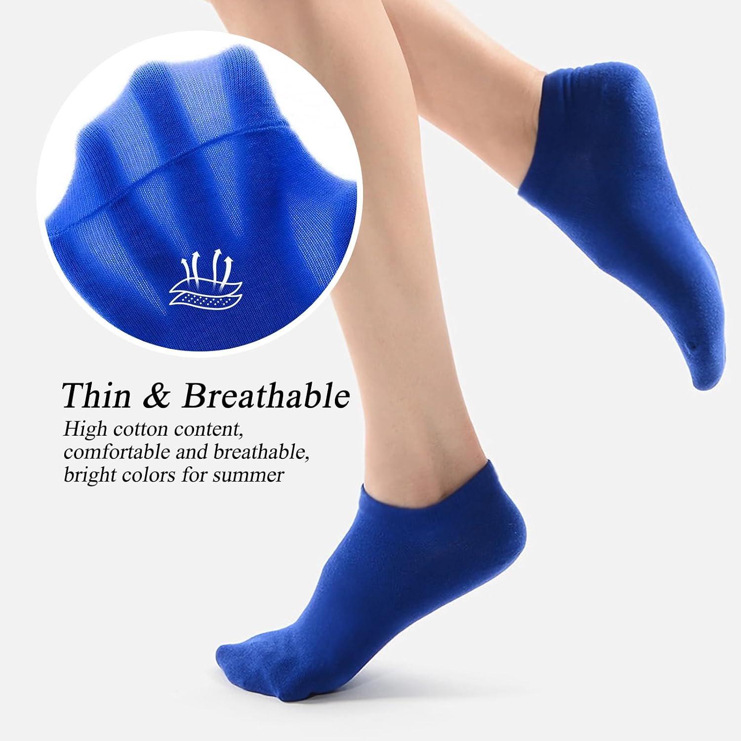 Colorful Thin Ankle Socks for Women, Soft Comfortable Breathable Short Athletic Womens Socks 12 Pairs