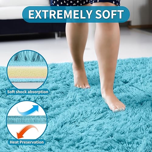 Miniatura 5 de Merelax - Moderno tapete peludo grande de interior, para dormitorio, sala, habitación infantil, dormitorio estudiantil, decorativo, antideslizante,