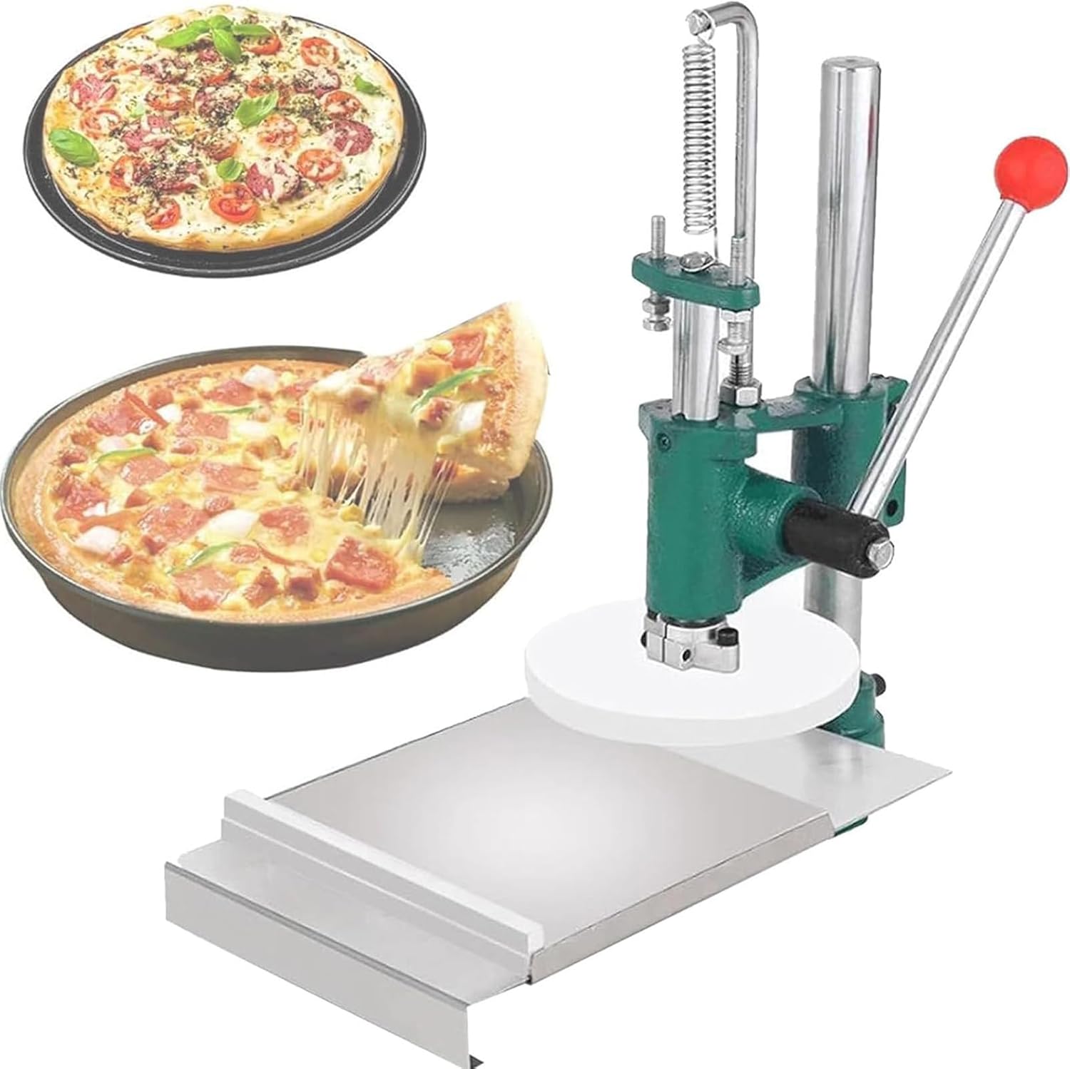 Manual Pizza Dough Press Machine - Heavy Duty Commercial 12-22CM Adjustable Thickness Dough Sheeter for Gluten-Free Frozen Dough, Consistent Crust Press for Pizza Shops & Restaurants