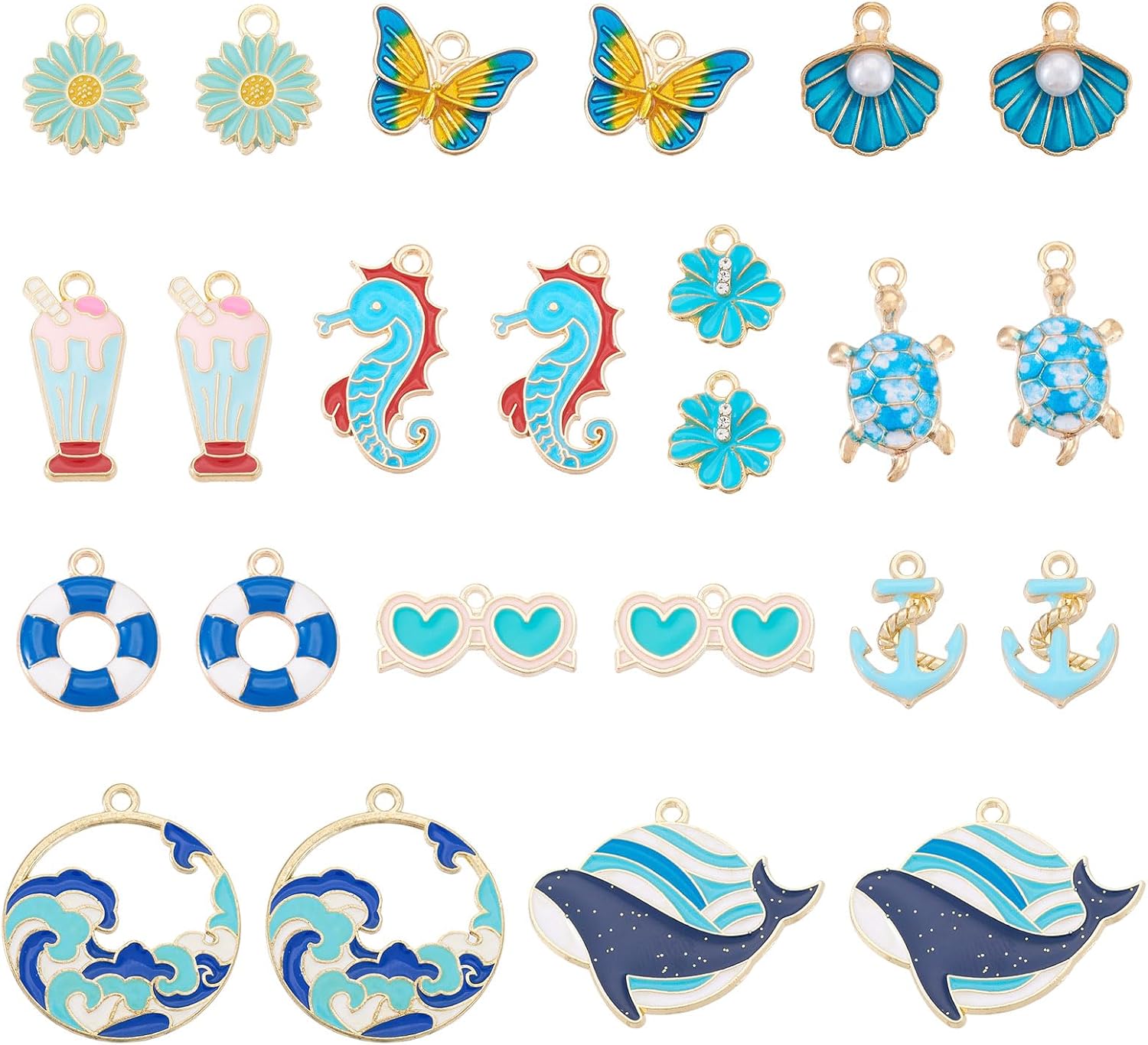 Alloy Ocean Theme Charms Pendants Colorful Sea Animal Enamel Charms Cute Marine Life Dangle Charm for DIY Bracelet Necklace Keychain Jewelry Making - Image 8