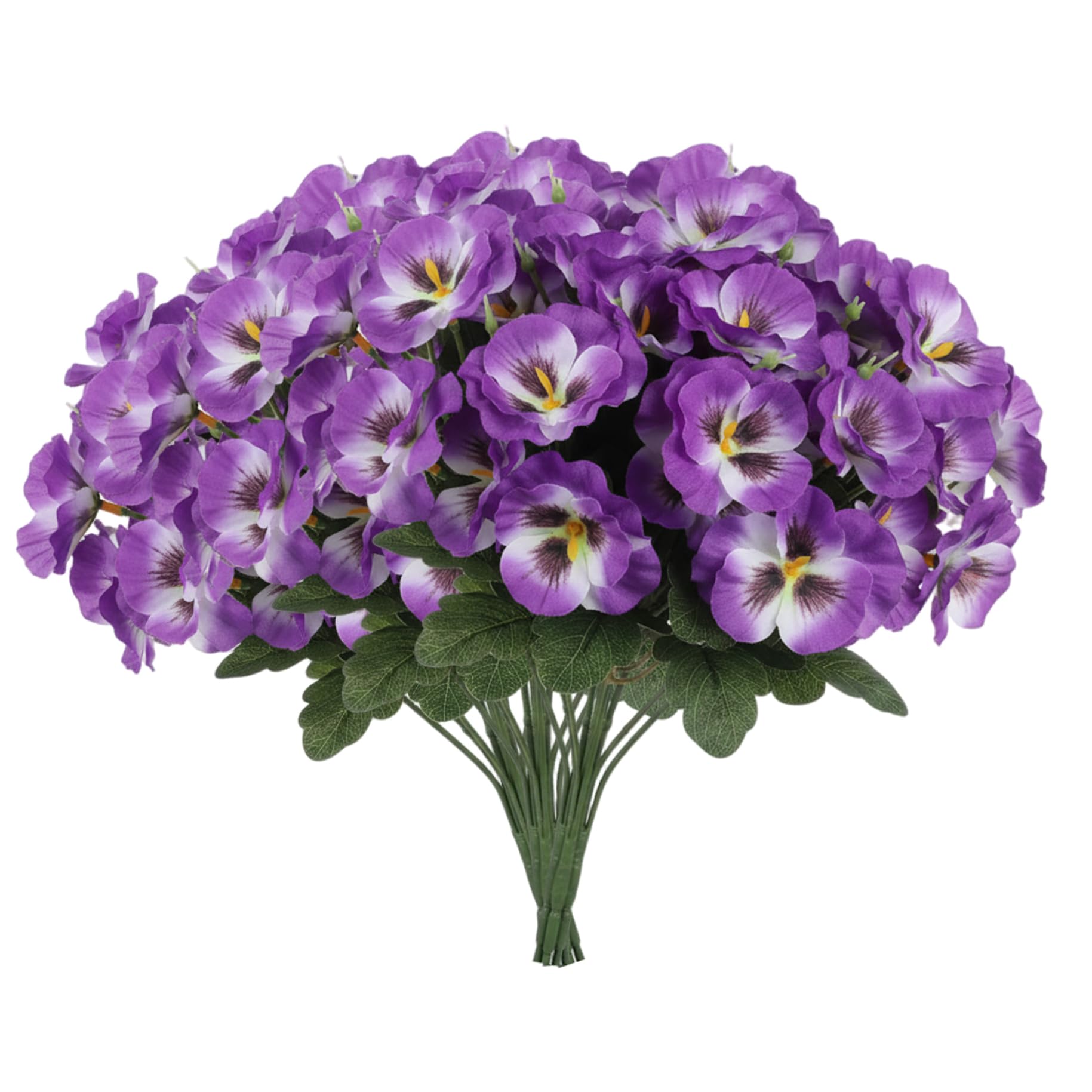 AwnsIMfreien 10 Pack Artificial Pansies for Outdoors - Realistic Silk Flowers with UV Protection, Purple Artificial Outdoor Flowers, Pansies