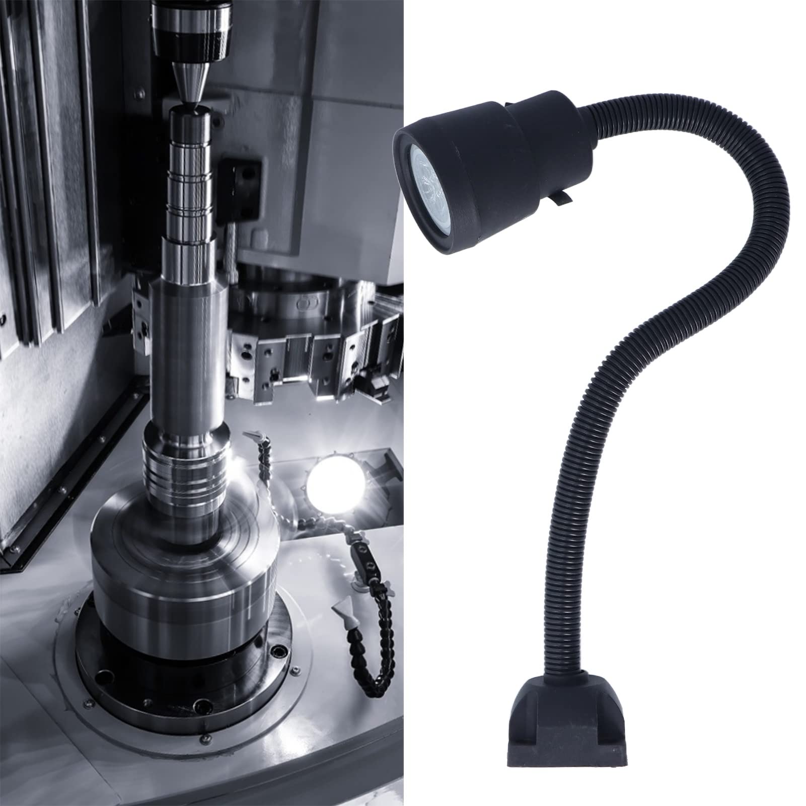 Qcwwy Lampe de Travail à LED pour Machine 5 W, Lampe à LED Universelle à Tige Flexible pour Machine-outil CNC 24V 36V Lampe de Travail à LED Rotation à 360 Degrés pour Machine-outil CNC
