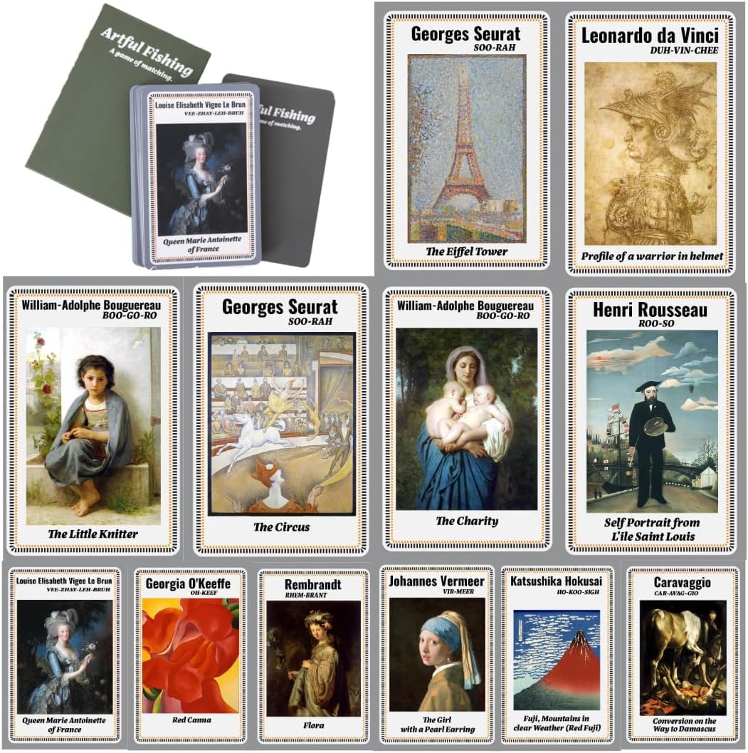 Artful Fishing - Art History Matching Game, Educational Card Game, Gift for Artists