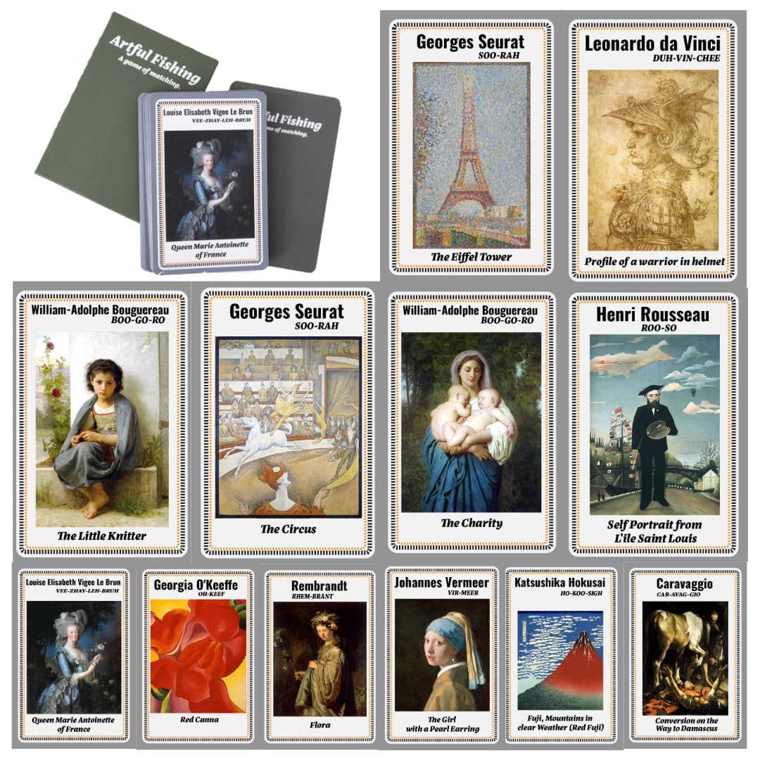 Artful Fishing - Art History Matching Game, Educational Card Game, Gift for Artists