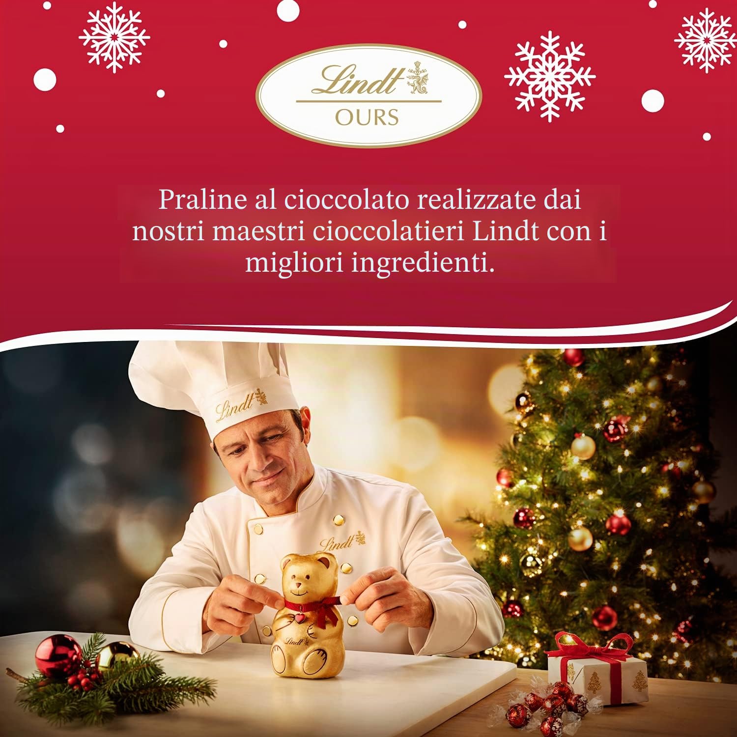 Lindt - Calendario dell'Avvento a forma di orsacchiotto con cioccolato al latte, 172 g