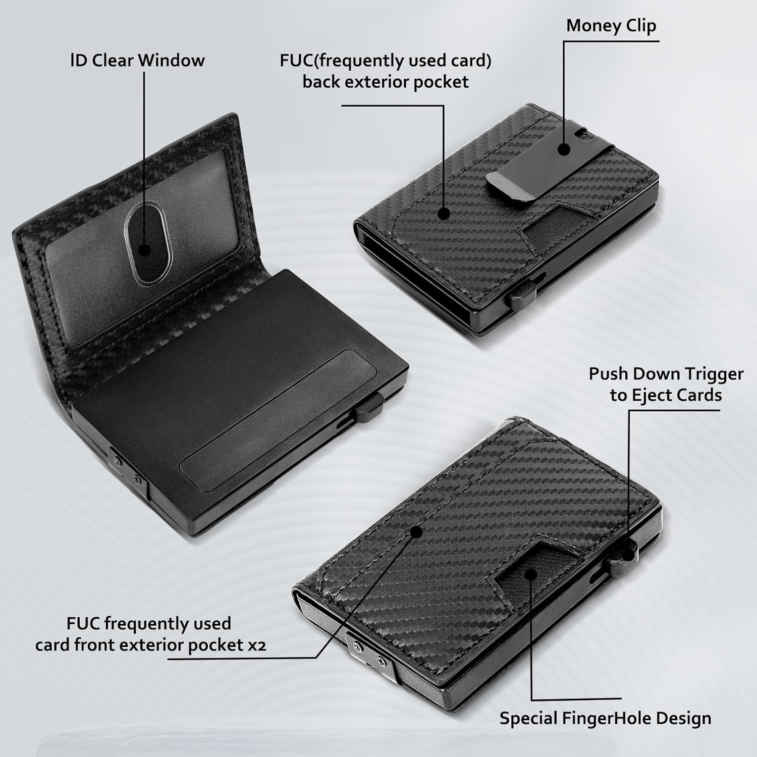 Slim Wallet for Men with Pop Up Card Holder 9-13 Cards, Bifold Minimalist Smart Wallet RFID Blocking Credit Card Holder with ID Window & Stretchable Cash Slot Compact Metal Aluminum Card Case - Image 3