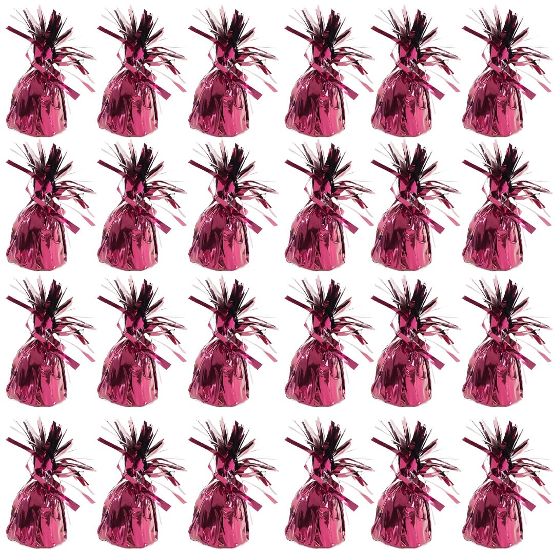 PARTYRAMA.CO.UK Metallic Burgundy Red Foil Helium Balloon Weights 175gr - Pack of 24 - Durable & Colourful Weights for Birthdays Parties, Events & Celebrations - Perfect Balloon Weight Holders