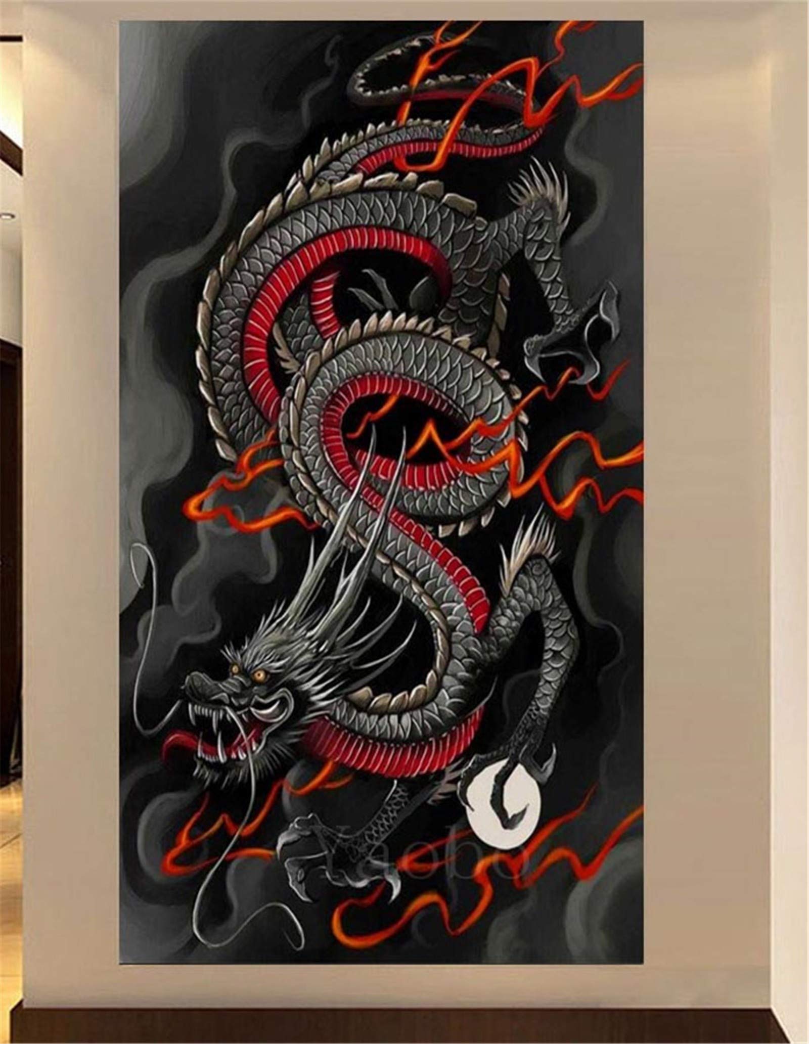 Broderie Diamant Dragon Chinois Anti-Stress Grand Format pour Calmer l'Esprit DIY