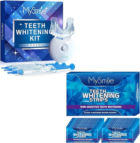 MySmile Kit de blanqueamiento dental, tiras blancas para blanquear los dientes, kit de blanqueamiento dental que ayuda a eliminar la mancha de vino